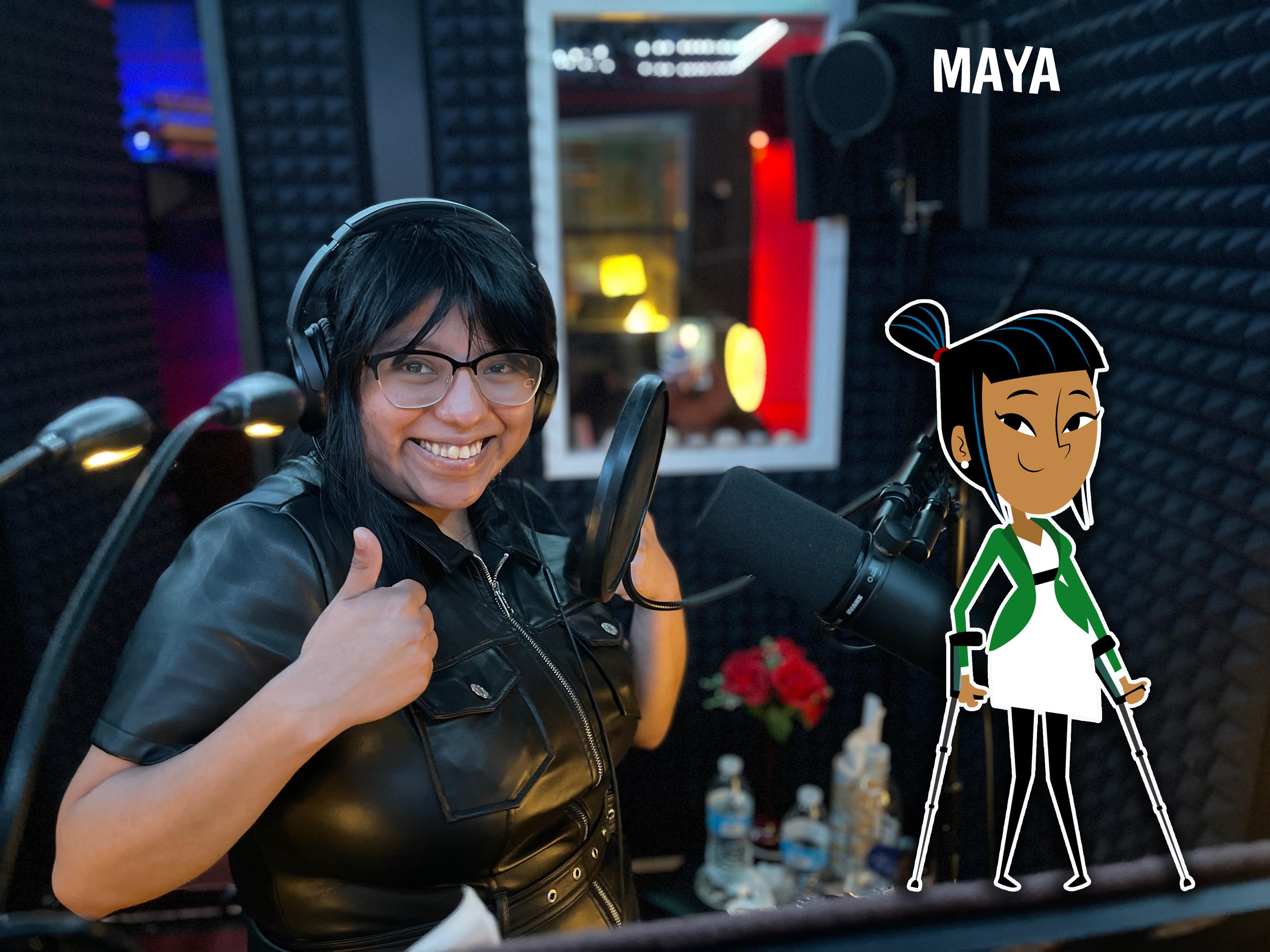 Voice actors with I/DD in a professional recording session